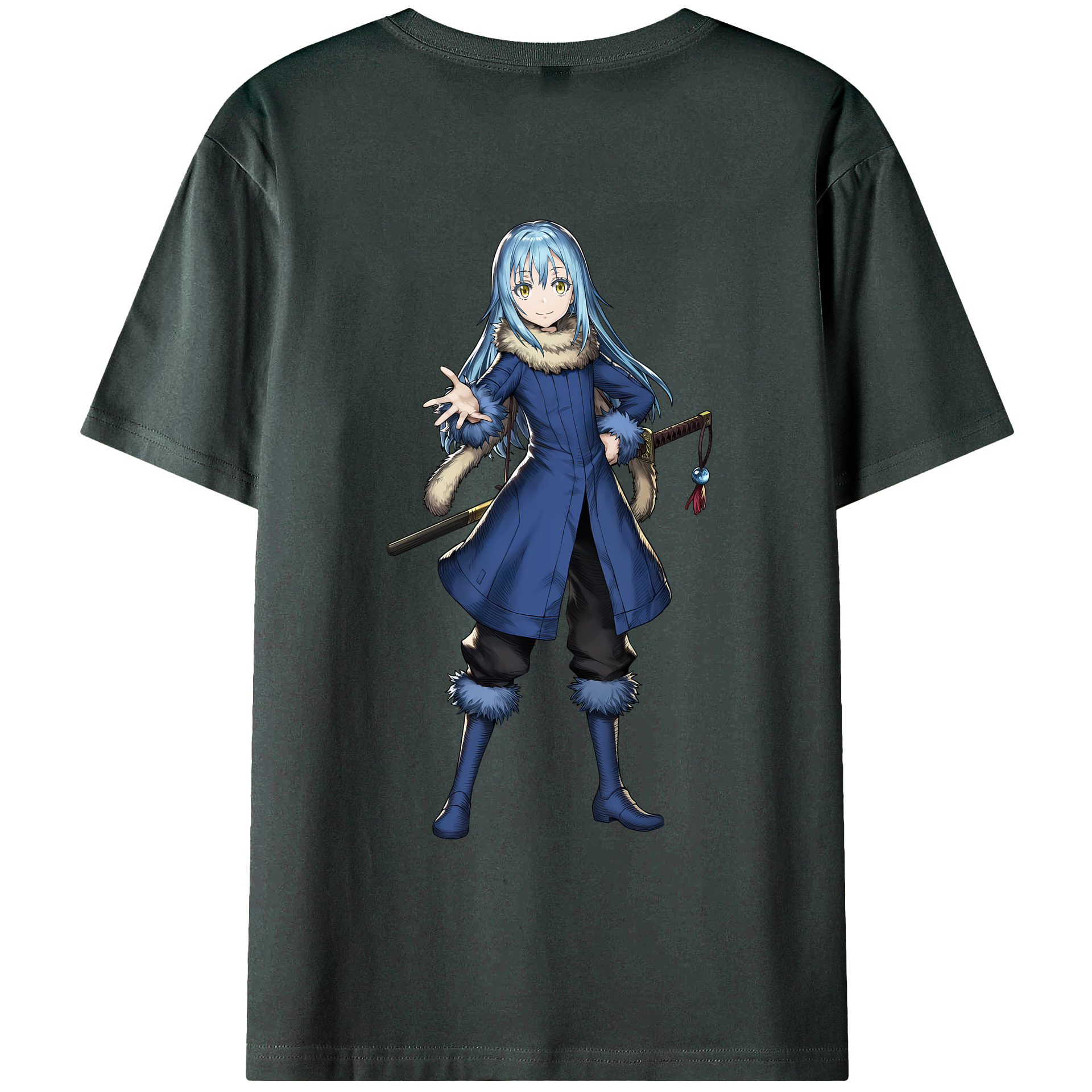 （画像用） 転スラ Regarding Reincarnated to Slime 綿100％ メンズ半袖Tシャツ（バックプリント） 通気性